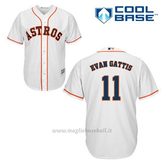 Maglia Baseball Uomo Houston Astros Evan Gattis 11 Bianco 1ªCool Base